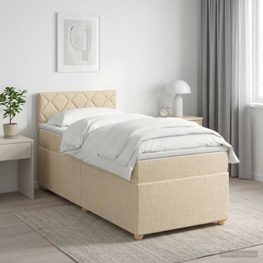 Boxspring krevet s madracem 80 x 200 cm od tkanine, krem