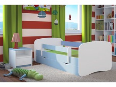 Drveni dječji krevet Perfetto s ladicom, plavi, 180*80