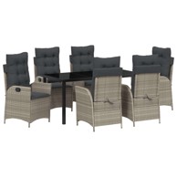 Set za uživanje u vrtu s jastučićima, poli ratan, svjetlosiva