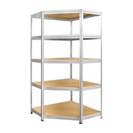 OX SOTRGE Regal za teški teret kutna polica Metal/mdf 180 x 70 x 70 x 30 cm, 5 polica, ukupna nosivost 1250 kg, 250 kg/polica