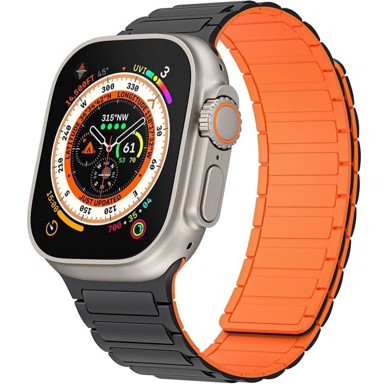 GS Silikonska narukvica za Apple Watch Series 1–11/SE/Ultra 1–3, 42/44/45/46/49 mm, crno-narančasta