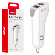 AMIO Auto punjač 2x usb-a 2.1A 12/24V