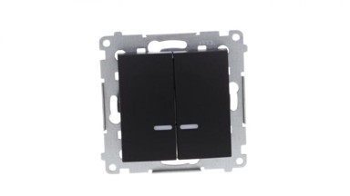 SIMON 54 Prekidač sa svijećom s LED osvjetljenjem i IP44 verzijom (modul) 10AX 250V brzi konektori, mat crni s umetkom DU1W DW5BL.01/49