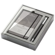 FABER CASTELL Ambition poklon set notes A6 karo + kemijska olovka, crni