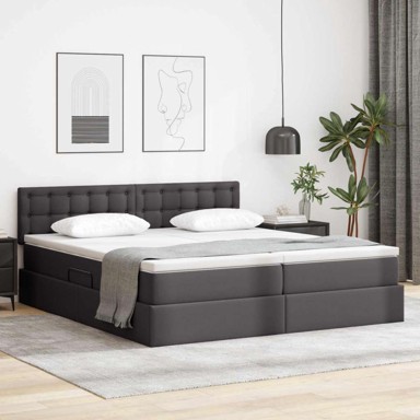 Krevet s prostorom za pohranu s LED-om 180 x 200 cm, siva