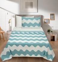 ESSENZA Posteljina Lancun Mare, 150 x 270 + 150 x 240 + 60 x 80 cm, plavi valovi