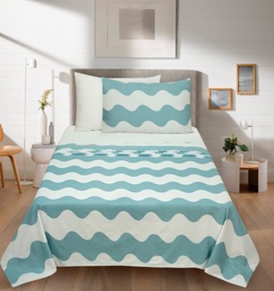 ESSENZA Posteljina Lancun Mare, 150 x 270 + 150 x 240 + 60 x 80 cm, plavi valovi