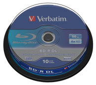VERBATIM 1x10 BD-R Blu-Ray 50GB 6x Speed, bijelo-plava
