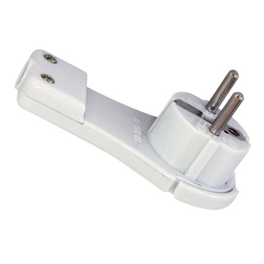 COMMEL Utikač s kontaktom za uzemljenje 16A 250V, bijeli, plosnati