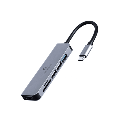 CABLEXPERT Adapter USB-C 6-u-1, 3x USB, HDMI, čitač kartica