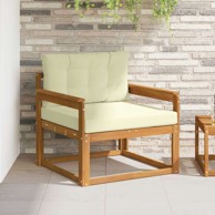 Sofa srednja za vanjsku upotrebu, čvrsto drvo akacije, otvoreni okvir, krem