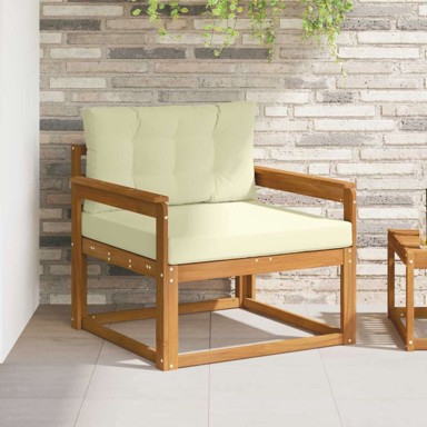 Sofa srednja za vanjsku upotrebu, čvrsto drvo akacije, otvoreni okvir, krem
