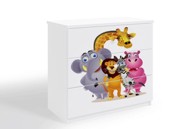 Dječja komoda Zoološki vrt, bijela, 80×80×41 cm