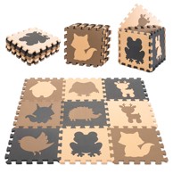 Pjenasta puzzle podloga za igru ŽIVOTINJE 9kom. smeđe 85x85x1cm