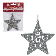 Božićna zvijezda 10 cm, srebrna, 2/1 pak