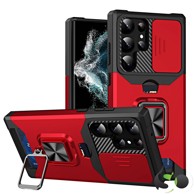 CAMSHIELD Card maskica s magnetnim stalkom za Samsung S22 Crvena