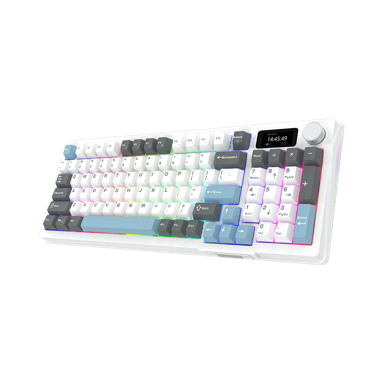 NIKCORP Gaming tipkovnica 96%, mehanička, 95 tipki, LCD zaslon, Hot-Swap, RGB, USB-C, bijela