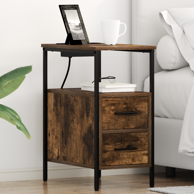 Noćni ormari s ladicama 2 kom 30 x 48 x 61 cm, dimljeni hrast