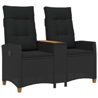 Rekreativna klupa s stolom 126x65x112 cm, poliratan, crna