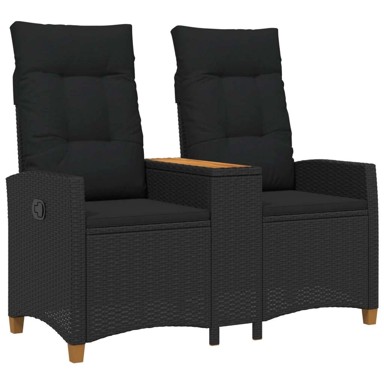 Rekreativna klupa s stolom 126x65x112 cm, poliratan, crna