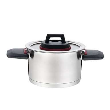 FEEL Lonac s poklopcem Maestro Mr-3530-18, čelik, nehrđajući čelik, plastika, Ø 18 cm, 2,3 l, crno-crvena