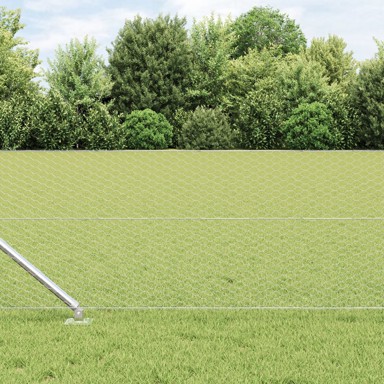 Ograda, heksagonalna, 0.6x100 m, pocinčani čelik, ograde sa oštricom, 13 kom, Ø32 mm, 80 cm, pocinčani čelik