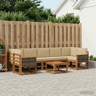 Set vanjskih sofa s jastukom, 6-dijelni, prirodna