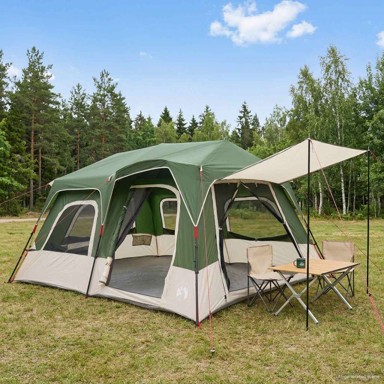 Instant šator, 8 osoba, 185T poliester s PU premazom, zelena