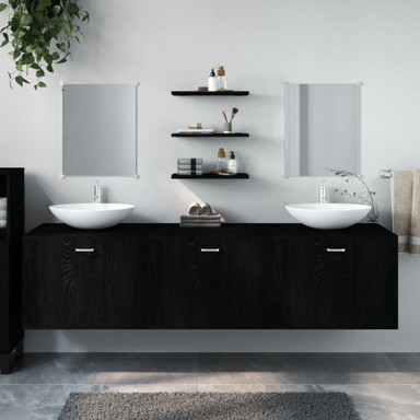 Set kupaonskog namještaja, konstruirano drvo, crna, 6 kom