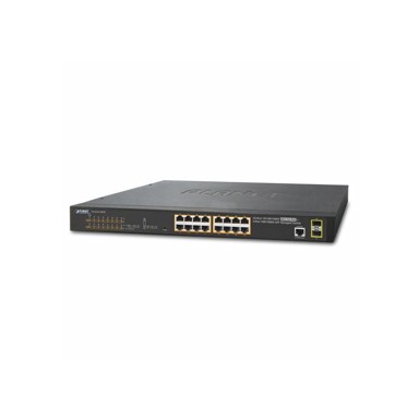PLANET Switch 18-Port Managed Rackmount 802.3at 16x RJ45 Gbe 30W port PoE 220W 2x 100 1000X SFP