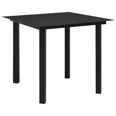 Vrtni blagovaonski stol, 150 x 80 x 74 cm, čelik i staklo, crni