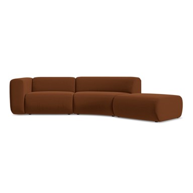 MAKAMII Narančasta/smeđa baršunasti sofa (s desnim kutom) Ekahi, 335x166x70,05 cm