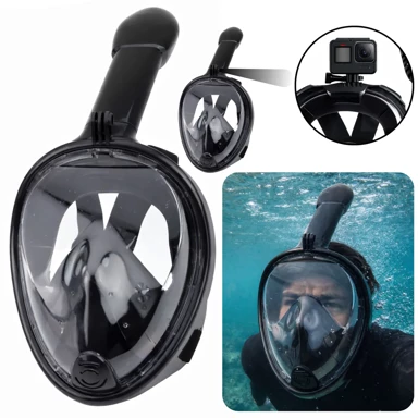 Maska za ronjenje za cijelo lice s disalicom i anti-fog sustavom, L/XL, crna
