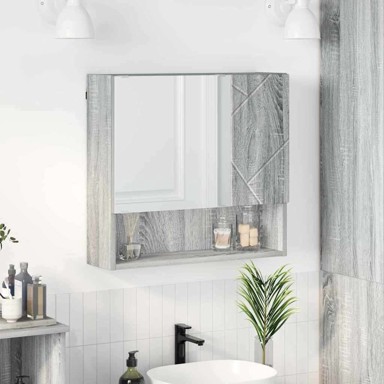 Ogledalo ormar s policom, 59 x 17 x 55 cm, sivi hrast sonoma