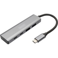 DIGITUS USB hub DA-70245, USB-C, 2x USB-A, 2x USB-C, sivi