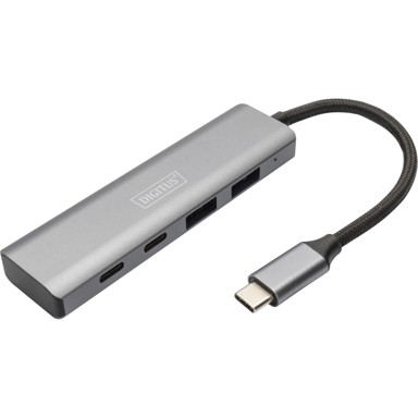 DIGITUS USB hub DA-70245, USB-C, 2x USB-A, 2x USB-C, sivi