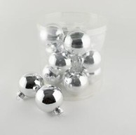 Staklene kuglice set 12 kom, 6 cm, srebrne sjajne