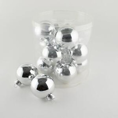 Staklene kuglice set 12 kom, 6 cm, srebrne sjajne