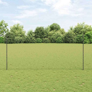Ograda s postovima, 1,4 x 100 m, čelik i PVC, siva