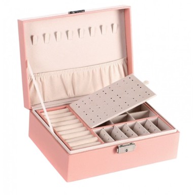 LIVEFY Kutija za nakit Belle, ružičasta, velur, 23 x 17 x 8,5 cm