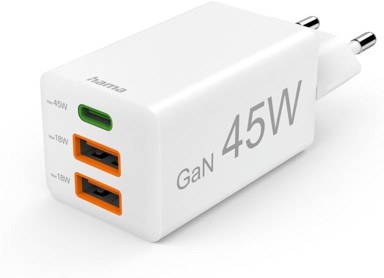 HAMA GaN brzi punjač, 45 W, Power Delivery, Quick Charge 3.0