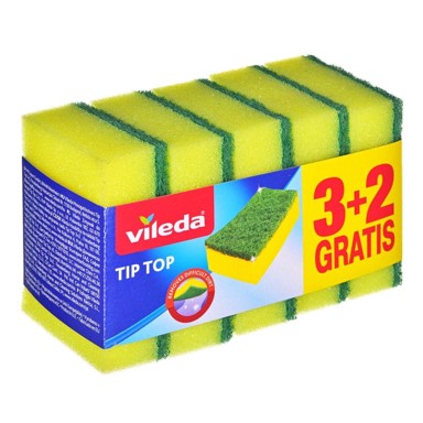 VILEDA Spužva za ribanje Tip-Top 5 kom, žuto-zelena
