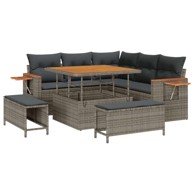 8-dijelni vrtni sofa set s jastucima, poli ratan akacija, sivi