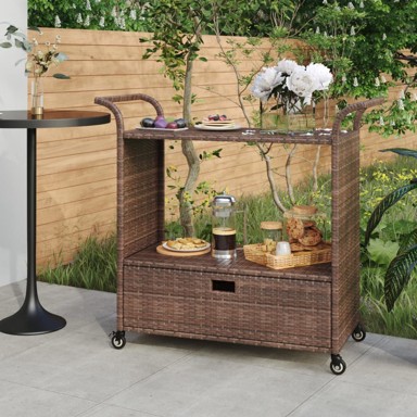 Barska kolica s ladicom, 100 x 45 x 97 cm, poliratan, crna