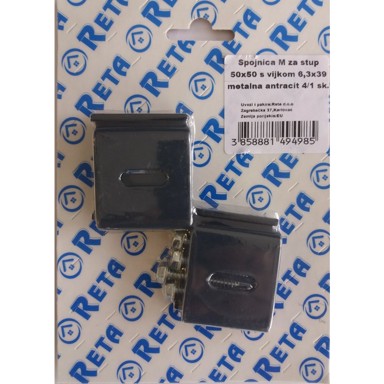 NIVETA Spojnica M za stup, 50x50, s vijkom, metalna, antracit, 4/1 SKIN