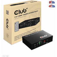 CLUB3D HDMI preklopnik 3 to 1 HDMI 8K60Hz Switch, 8K Ultra HD, crni
