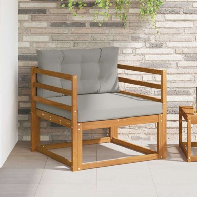 Sofa srednja za vanjsku upotrebu, čvrsto drvo akacije, vodoravne letvice, svijetlo siva