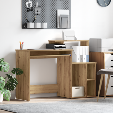 Radni stol s pohranom 120,5x44x88,5 cm od konstruiranog drva, hrast