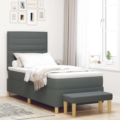 Box Spring krevet s madracem, tamnosivi, 100x200 cm