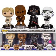 FUNKO POP! Figura Star Wars Luke Skywalker / Chewbacca / Darth Vader / Stormtrooper, 4 kom, baršunasta verzija